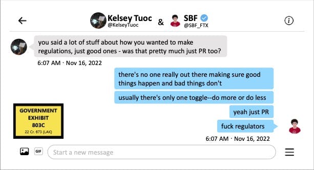 Exhibit 803C - A screenshot of SBF’s convo with a Vox reporter.