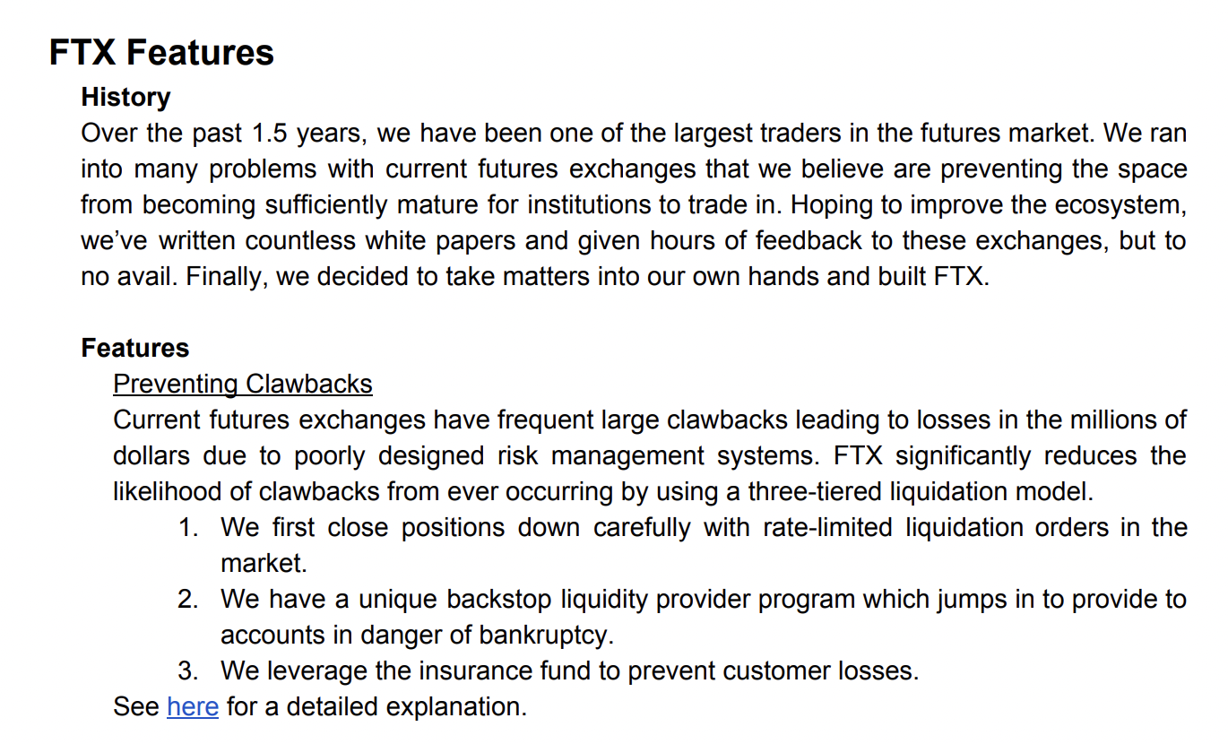 The Government shared a screenshot from the FTT whitepaper with the jury that boasted how FTX reduced and prevented clawbacks.
