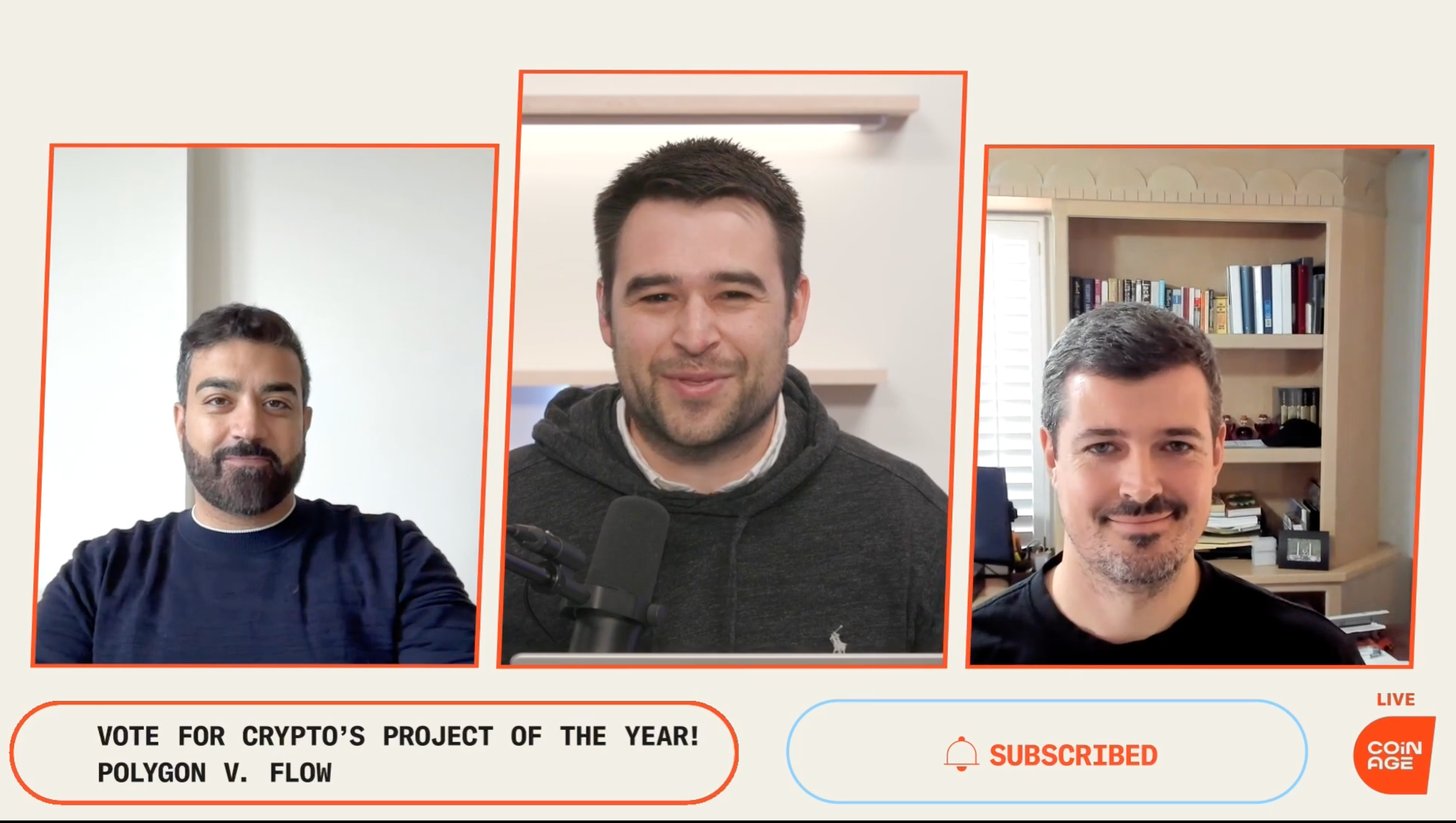 Polygon Labs CEO Marc Boiron (right) joins Roham Gharegozlou on Coinage's Crypto Project of the Year.